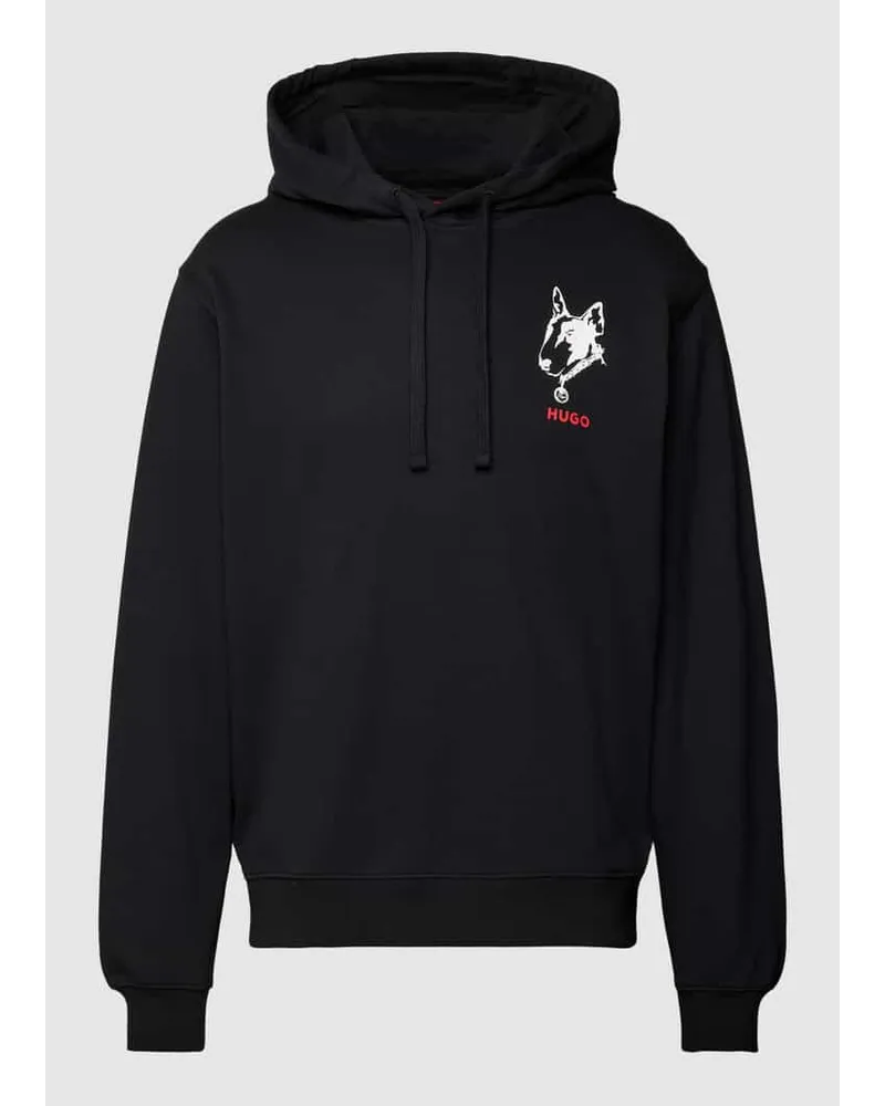 HUGO BOSS Hoodie mit Motiv- und Label-Print Modell 'Dammico Black