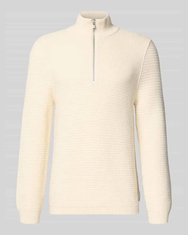 Marc O'Polo Regular Fit Troyer aus Baumwoll-Mix Offwhite