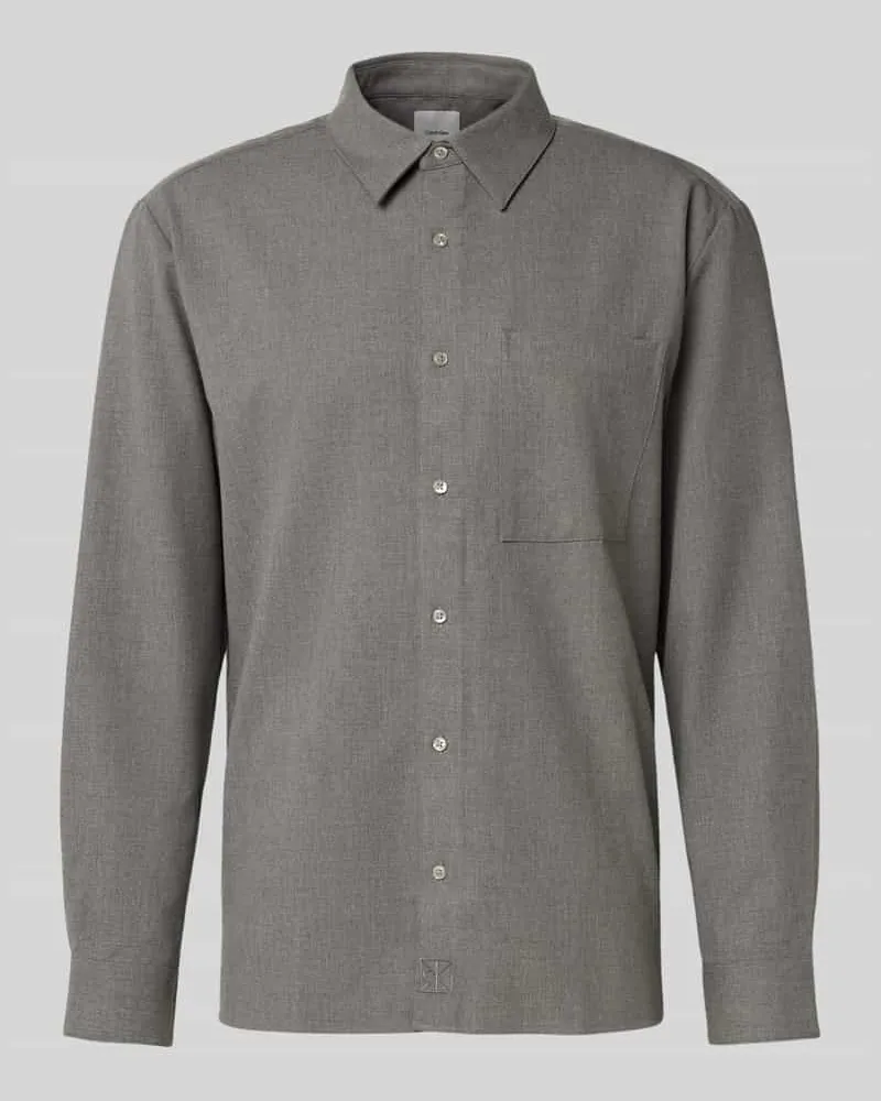 Calvin Klein Hemdjacke mit Seide-Anteil Mittelgrau