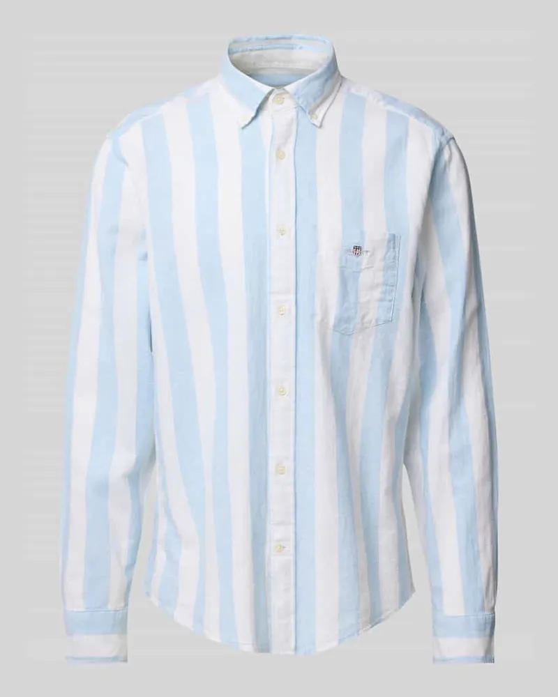 Gant Regular Fit Freizeithemd aus Leinen-Baumwoll-Mix Hellblau