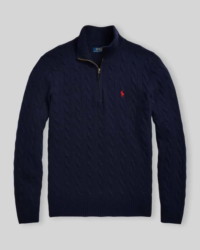 Ralph Lauren Regular Fit Troyer aus Woll-Kaschmir-Mix Marine
