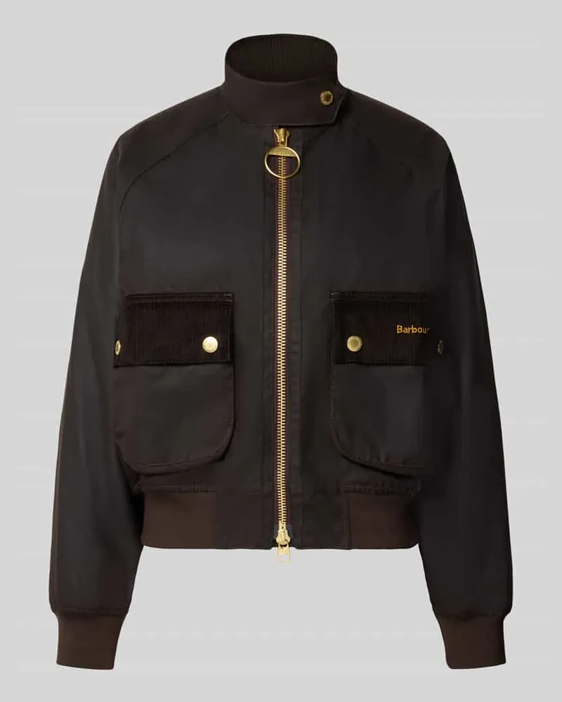 Barbour Regular Fit Bomberjacke aus reiner gewachster Baumwolle Dunkelbraun