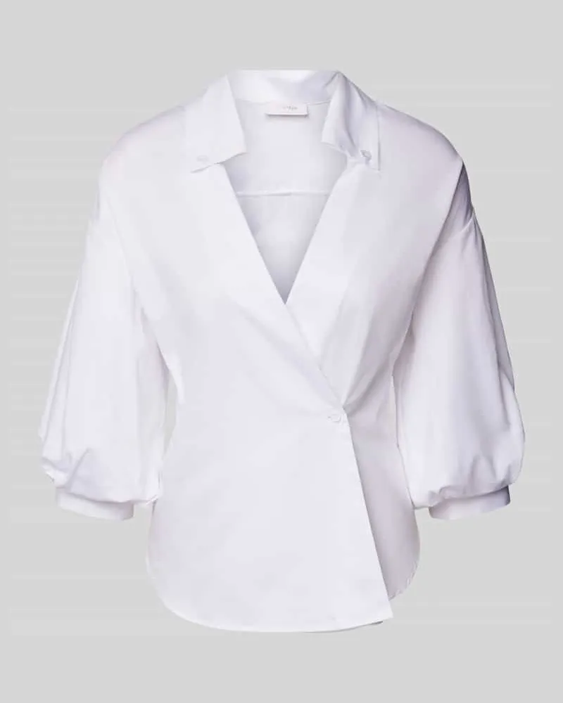 Rich&Royal Slim Fit Bluse mit tiefem V-Ausschnitt Weiss