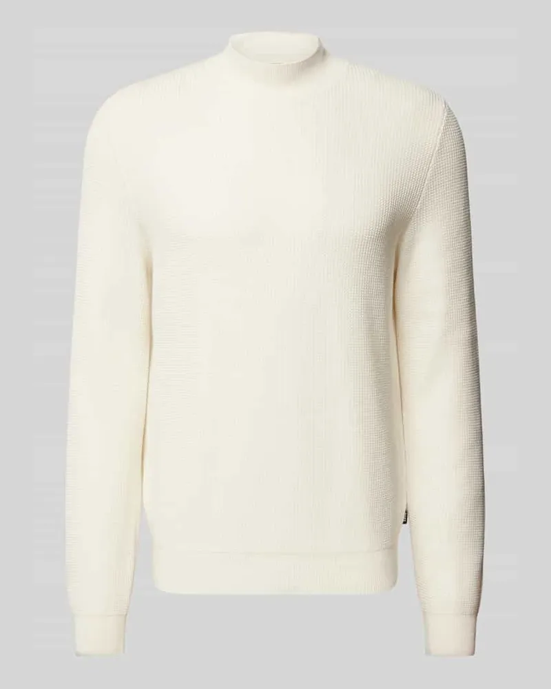 HUGO BOSS Strickpullover mit Strukturmuster Modell 'Derano Offwhite