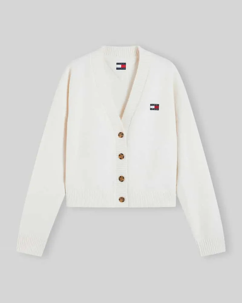 Tommy Hilfiger Relaxed Fit Strickjacke mit Alpaka- und Woll-Anteil Weiss