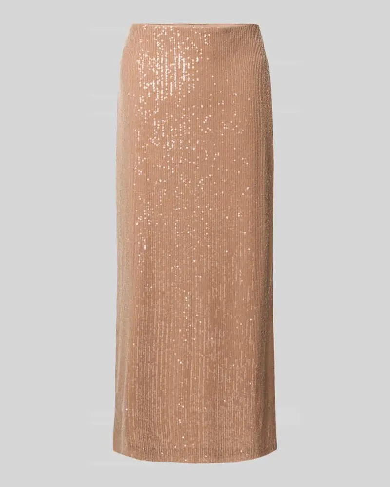 Vera Mont Midirock mit Allover-Paillettenbesatz Beige
