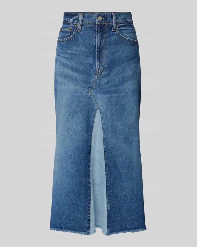 Ralph Lauren Jeansrock mit Fransen Jeansblau