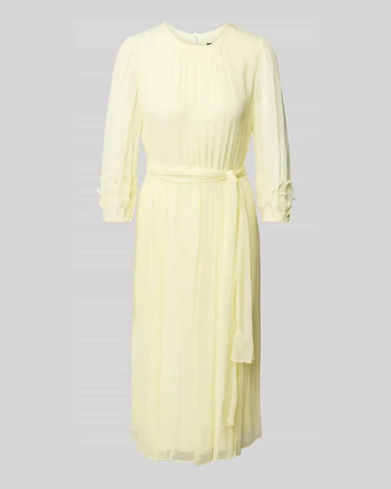 Marc Cain Midikleid mit Bindegürtel Hellgelb