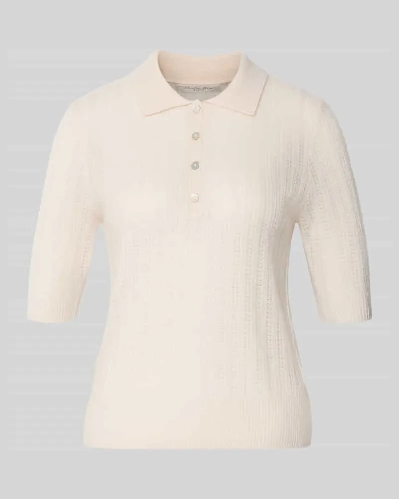 Christian Berg Slim Fit Poloshirt aus reinem Kaschmir Offwhite