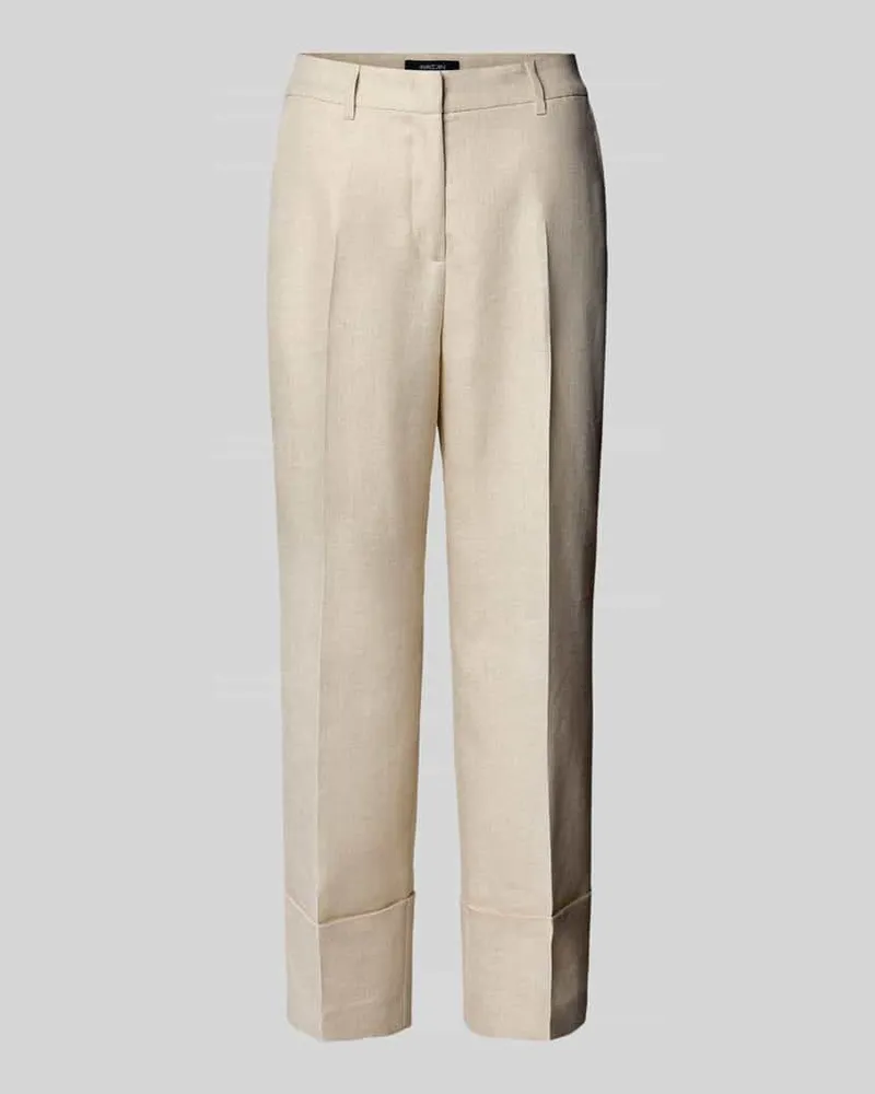 Marc Cain High Waist Hose aus Leinen-Mix mit Eingrifftaschen Sand