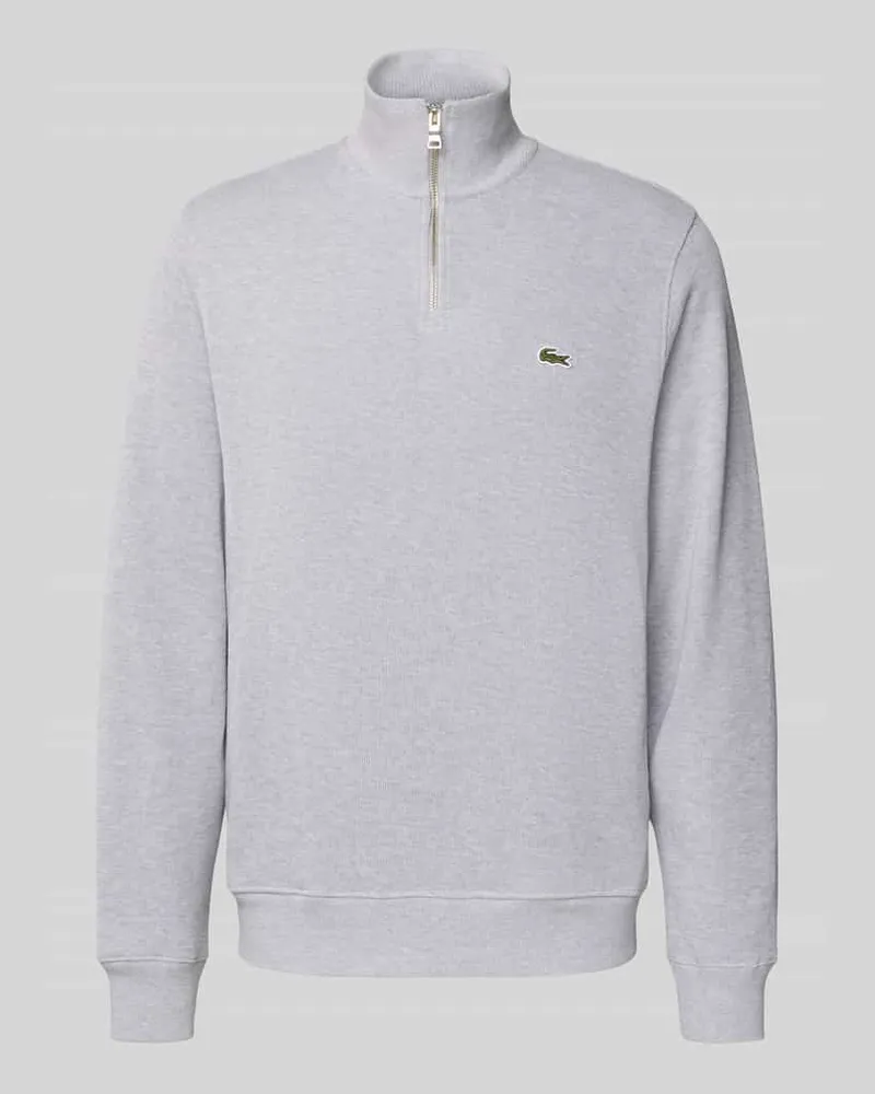 Lacoste Regular Fit Troyer aus reiner Baumwolle Silber