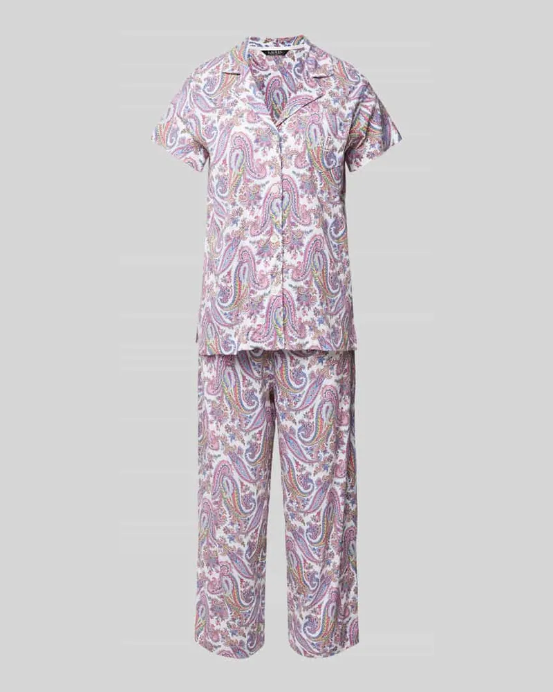 Ralph Lauren Pyjama mit Resortkragen Offwhite