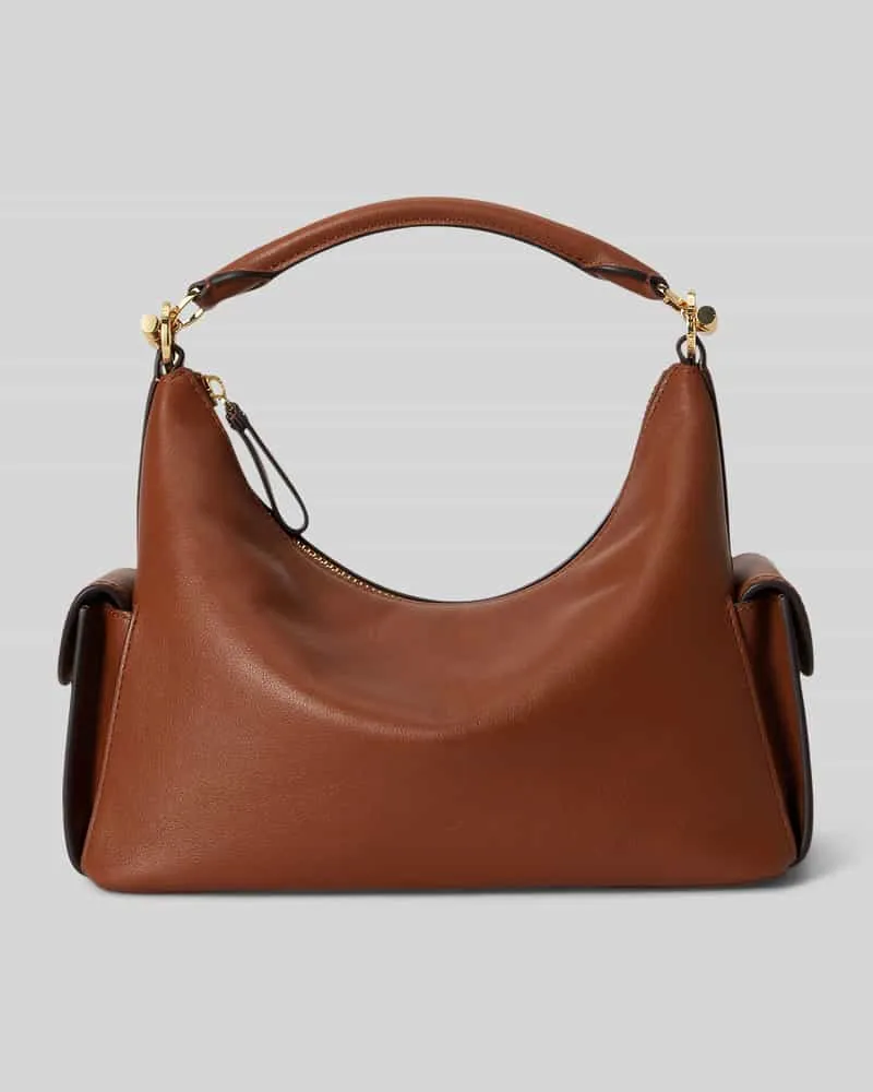 Ralph Lauren Henkeltasche aus echtem Rindsleder Cognac