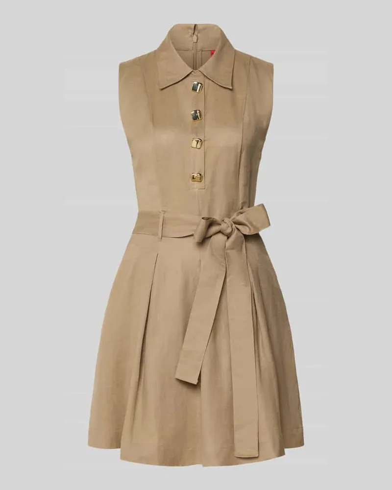 HUGO BOSS Tailliertes Freizeitkleid aus Leinen-Viskose-Mix Modell 'KALEISI Beige