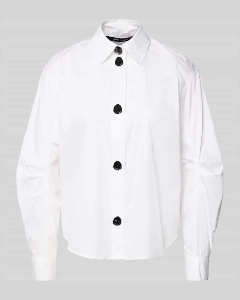 Armani Exchange Regular Fit Bluse aus Baumwolle mit Ballonärmeln Weiss