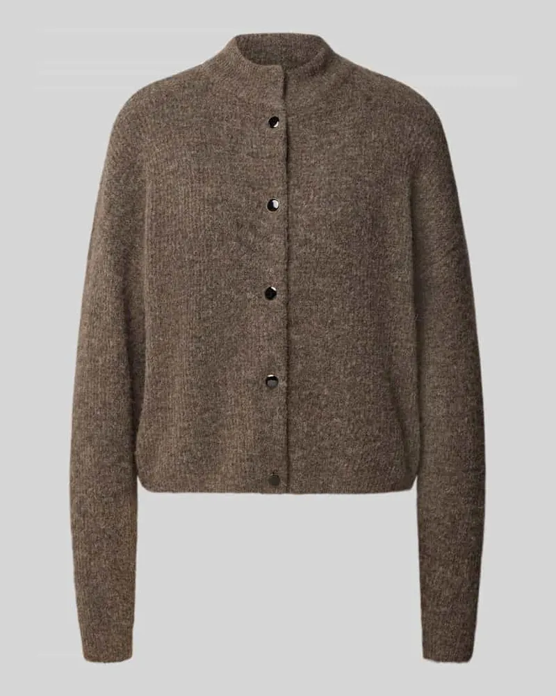 Gestuz Regular Fit Cardigan aus Woll-Alpaka-Mix Modell 'Alpha Mittelbraun