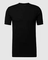 Drykorn T-Shirt mit geripptem Rundhalsausschnitt Modell 'ANTON Black