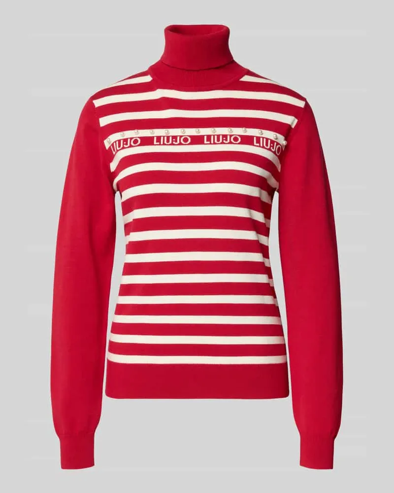 Liu Jo Slim Fit Rollkragenpullover aus Viskose-Mix in Strick-Optik Dunkelrot
