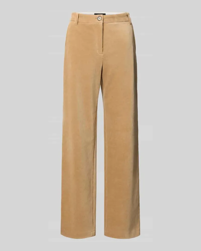 Marc Cain Wide Leg Anzughose aus Baumwoll-Mix Modell 'WUKARI Camel