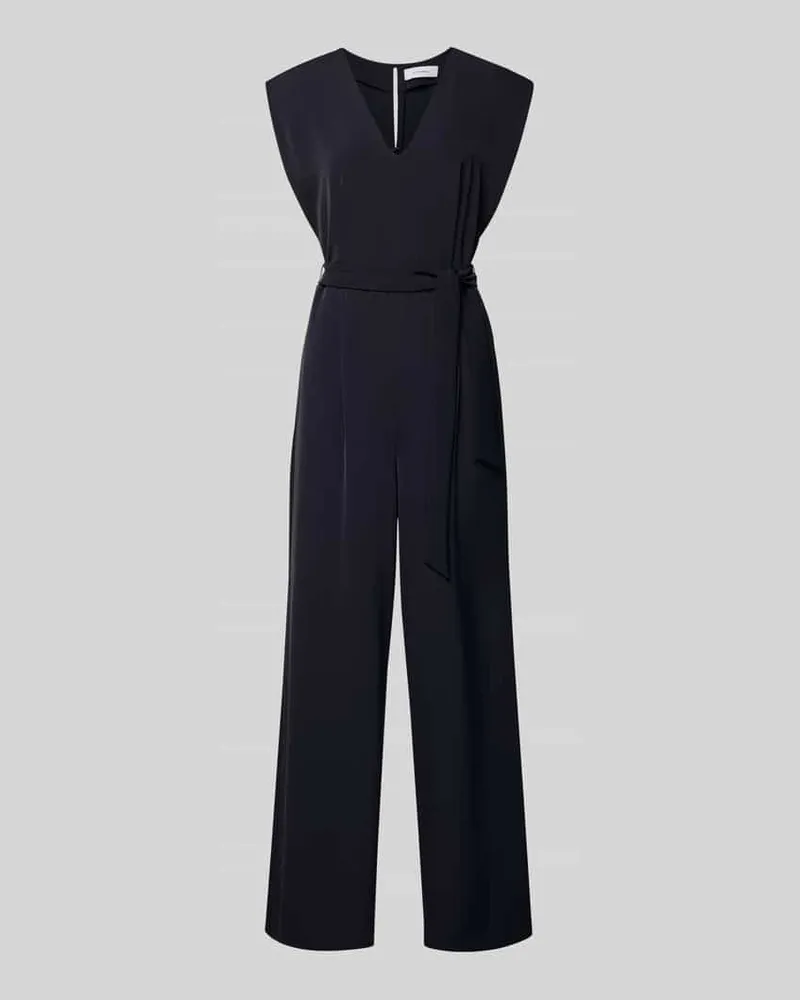 COMMA Jumpsuit mit V-Ausschnitt und Bindegürtel Royal