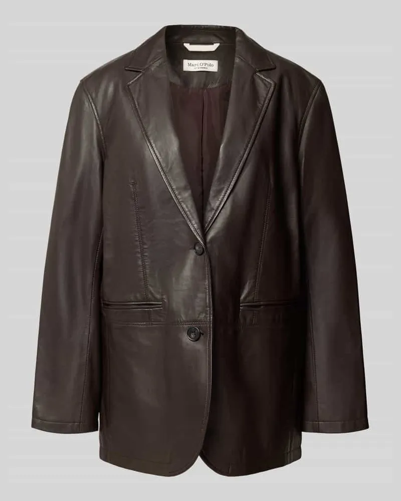 Marc O'Polo Regular Fit Longline Lederjacke aus Lammnappa Dunkelbraun