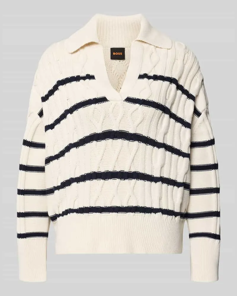 HUGO BOSS Relaxed Fit Pullover aus Baumwoll-Mix Modell 'C_Farboria Offwhite