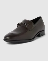 HUGO BOSS Loafer aus Leder mit Schaftbrücke Modell 'Colby Dunkelbraun