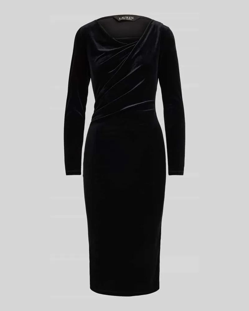 Ralph Lauren Midikleid mit Wasserfallausschnitt Black