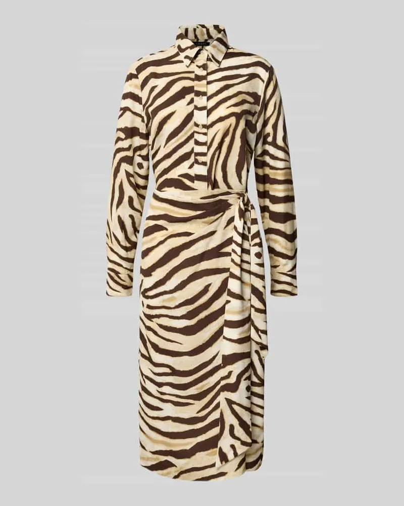 Ralph Lauren Midikleid mit Allover-Animal-Print Modell 'Jaybin Mittelbraun