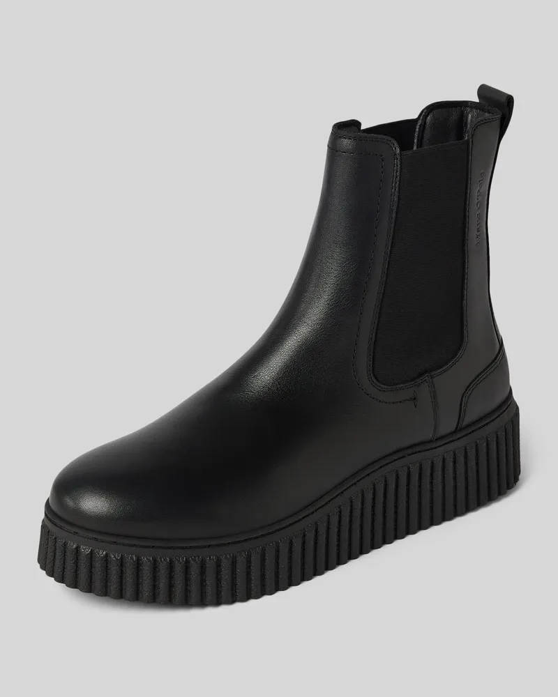 Marc O'Polo Chelsea Boots aus edlem Rindleder mit gerillter Plateausohle Black