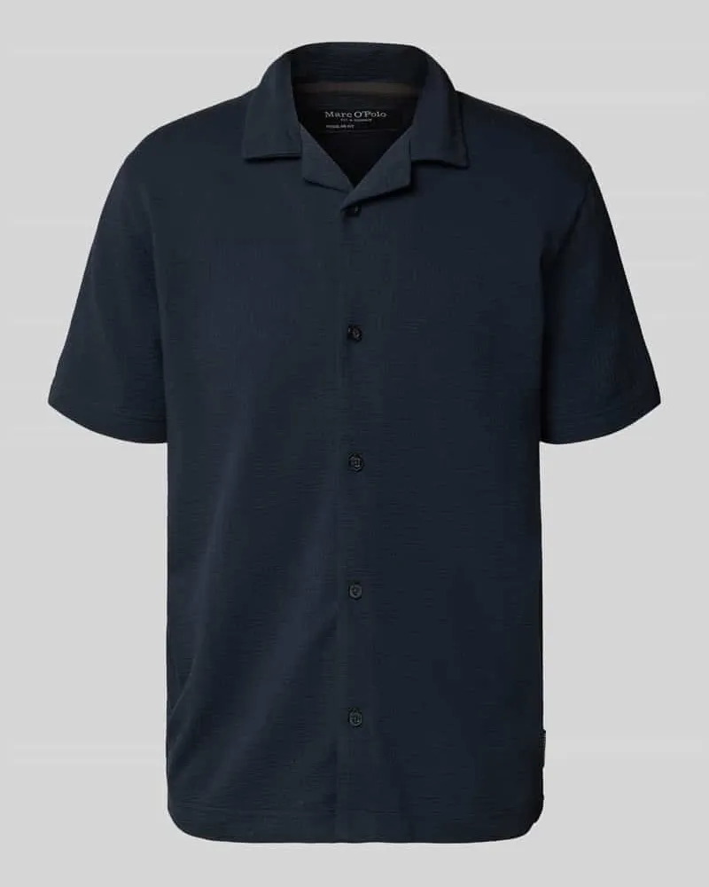 Marc O'Polo Regular Fit Freizeithemd aus Baumwoll-Mix Marine