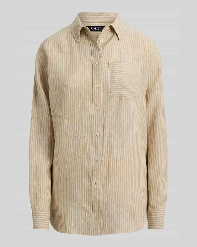 Ralph Lauren Relaxed Fit Langarmbluse aus reinem Leinen Beige