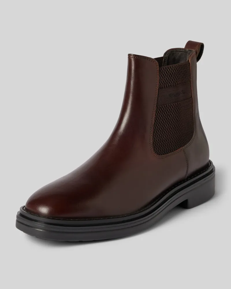 Gant Chelsea Boots aus Leder mit Label-Stitching Modell 'Boggar Dunkelbraun