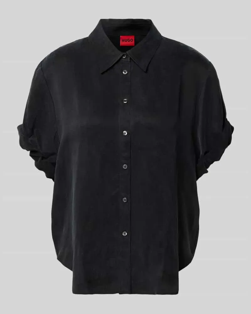 HUGO BOSS Loose Fit Bluse mit Hemdblusenkragen Modell 'ENCHANTED Black