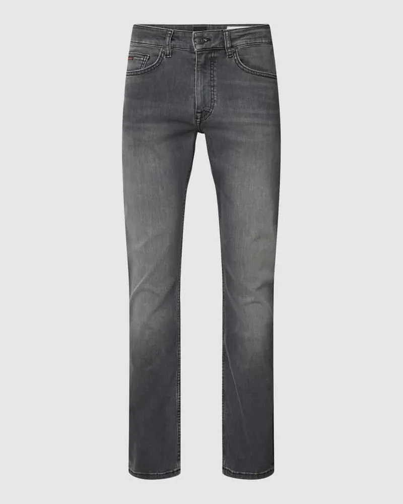 HUGO BOSS Slim Fit Jeans im 5-Pocket-Design Modell 'Delaware Mittelgrau