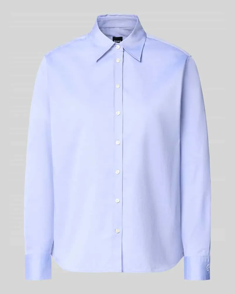 HUGO BOSS Regular Fit Langarmbluse aus reiner Baumwolle Modell 'Baisana Hellblau