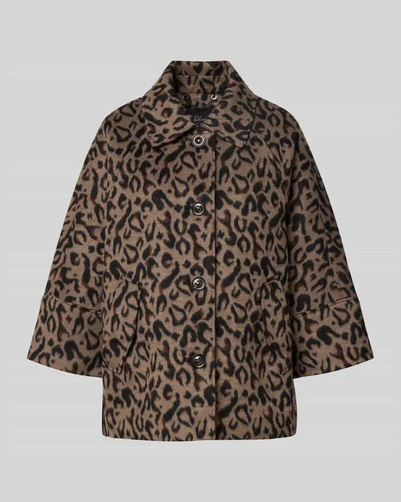 S.Oliver Loose Fit Jacke mit Leo-Print Taupe
