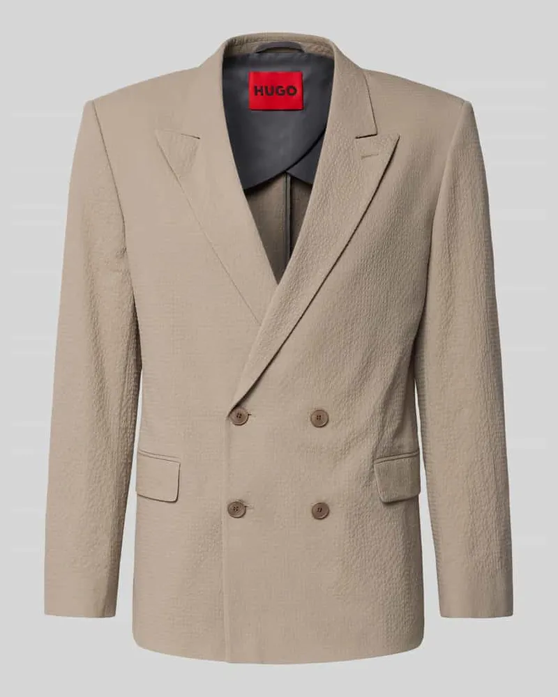 HUGO BOSS Slim Fit Anzugsakko aus Baumwoll-Mix Modell 'HENRY Hellbraun