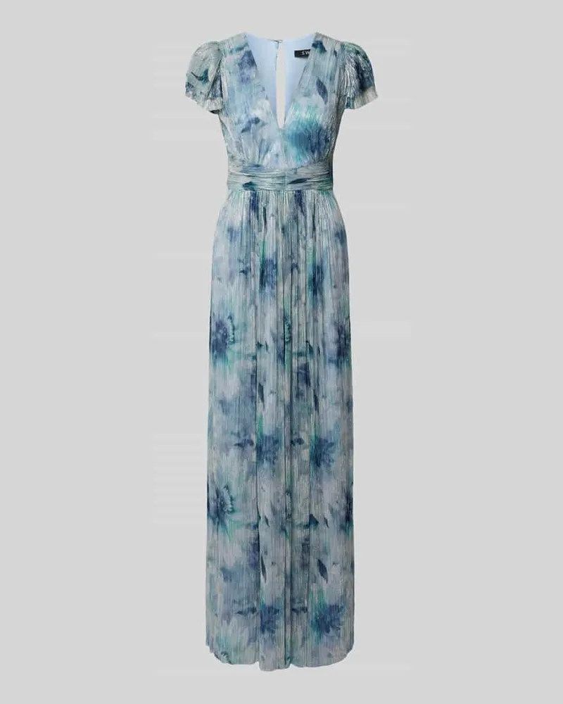Swing Maxikleid mit floralem Allover-Print Petrol