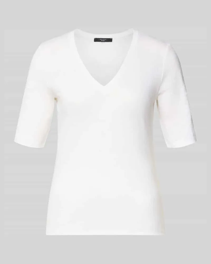 Max Mara Regular Fit T-Shirt aus Leinen-Mix Modell 'OPZIONE Weiss