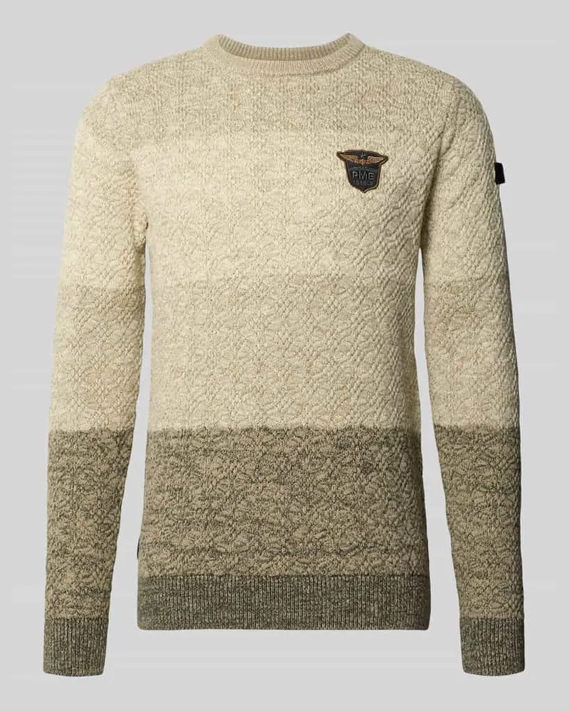 PME Legend Regular Fit Strickpullover aus reiner Baumwolle mit Label-Detail Offwhite
