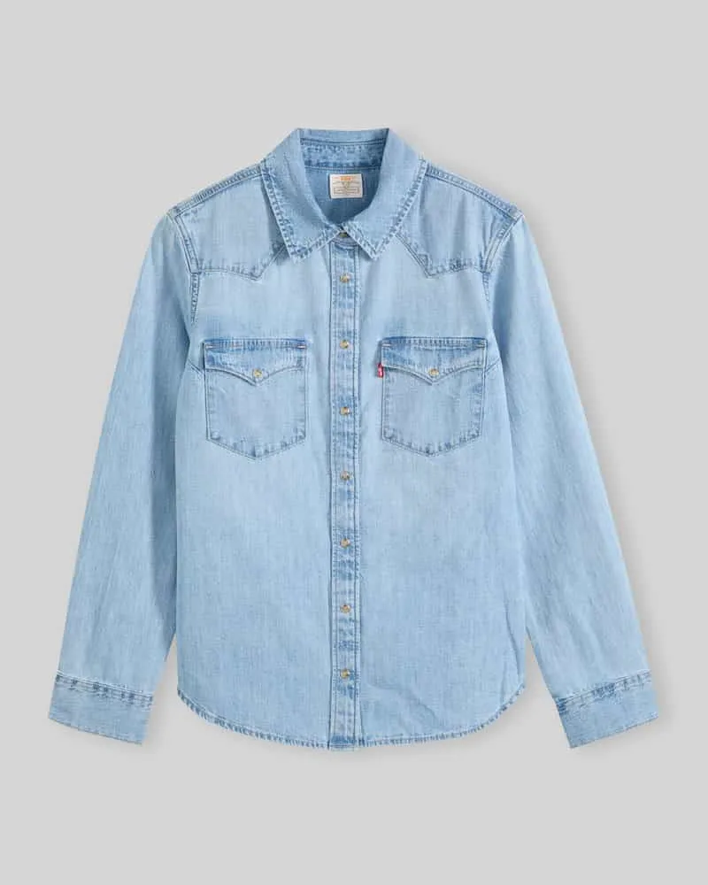Levi's Relaxed Fit Jeansbluse aus Baumwoll-Mix Hellblau