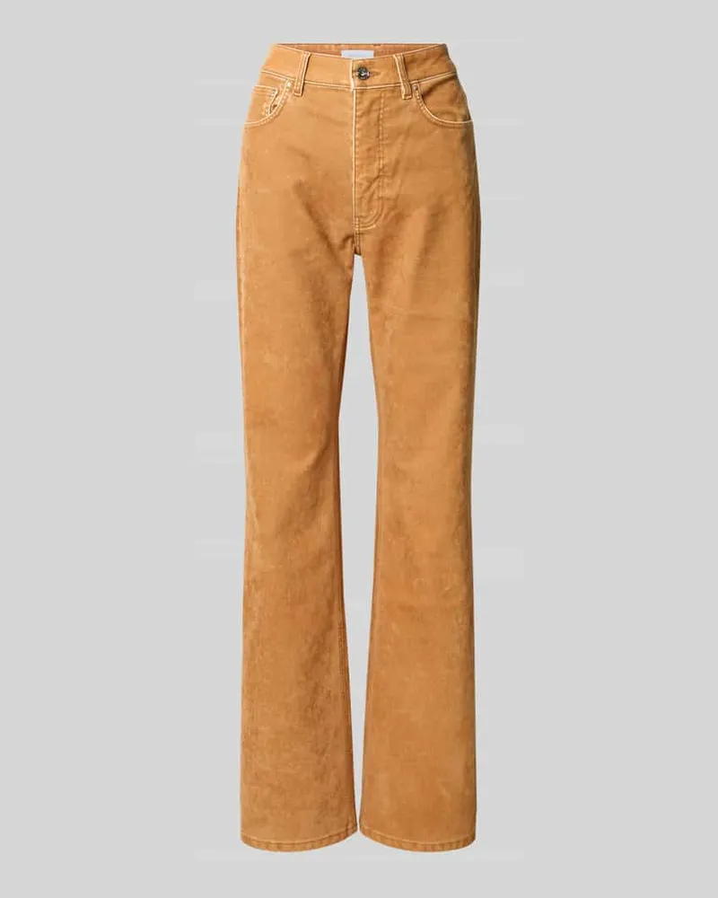 Paco Rabanne High Waist Cargohose mit Cordstruktur Camel