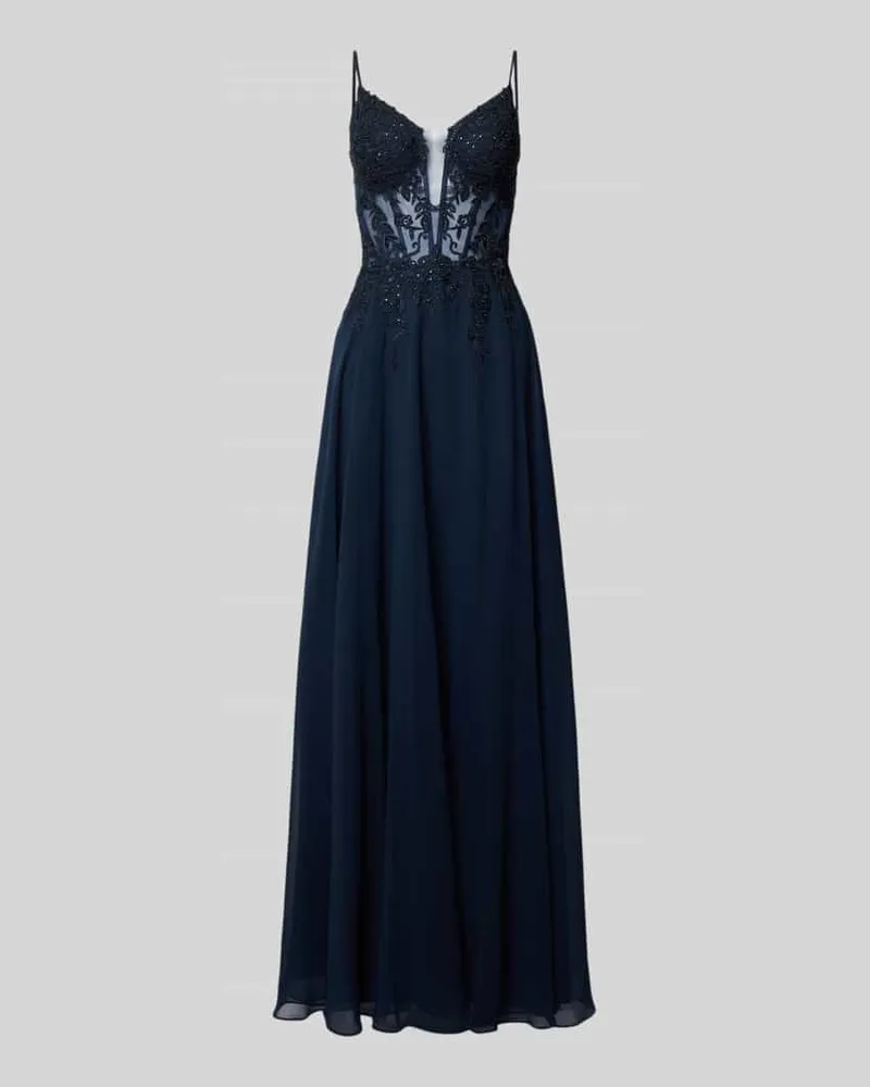 LUXUAR Abendkleid mit Herz-Ausschnitt Dunkelblau