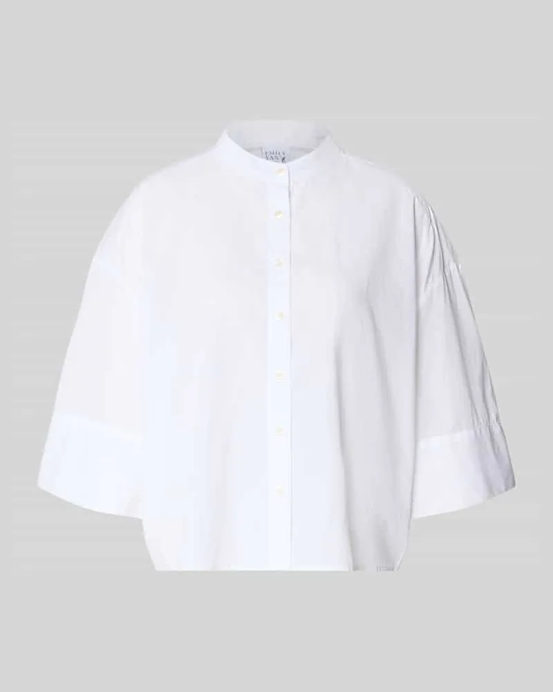 Emily van den Bergh Boxy Fit Bluse mit Stehkragen und 3/4-Arm Weiss
