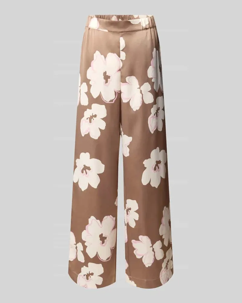 S.Oliver Loose Fit Satinhose mit Allover-Muster Mittelbraun