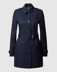 Tommy Hilfiger Trenchcoat mit Gürtel und Schulterriegeln Dunkelblau