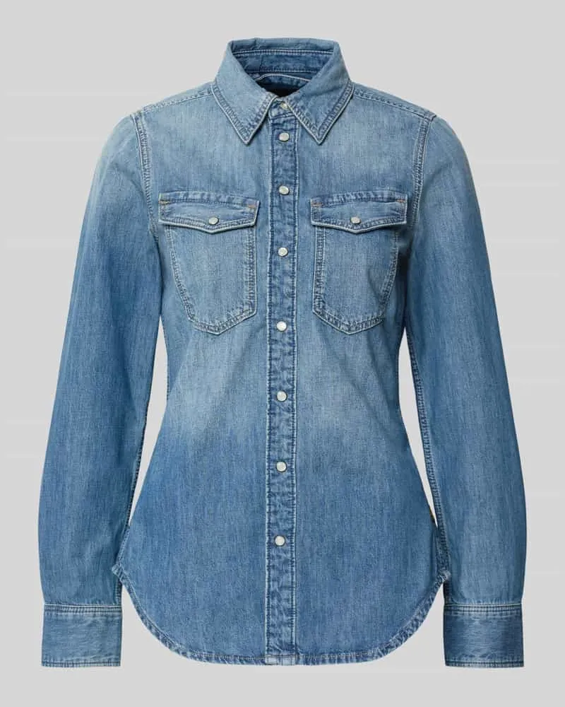 G-STAR RAW Slim Fit Jeansbluse mit Brusttaschen Hellblau