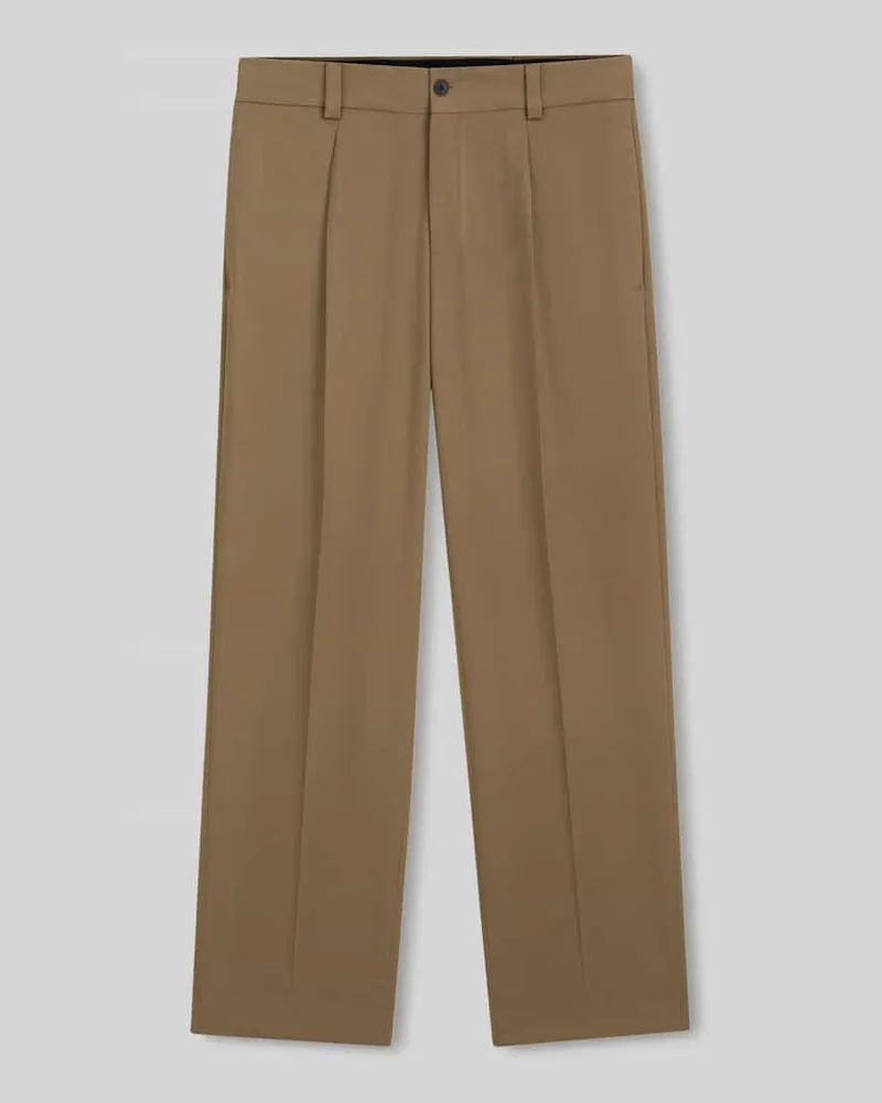 HUGO BOSS Relaxed Fit Anzughose mit Bundfalten Beige