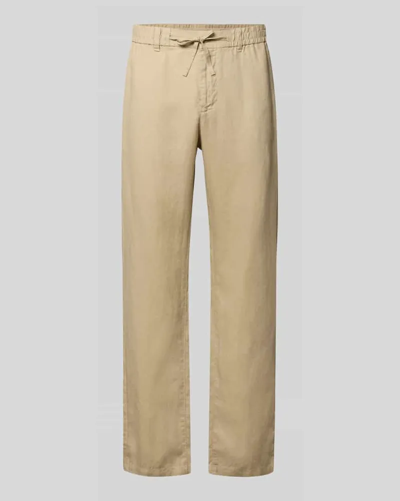 Gant Regular Fit Leinenhose mit elastischem Bund Beige